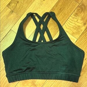 Varsity Dark Green Cross-Back Sports Bra